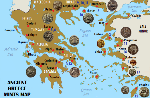 Greece Map of Mints