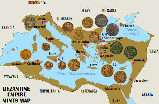 Byzantine Map of Mints