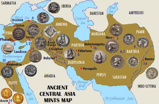 Central Asia Map of Mints